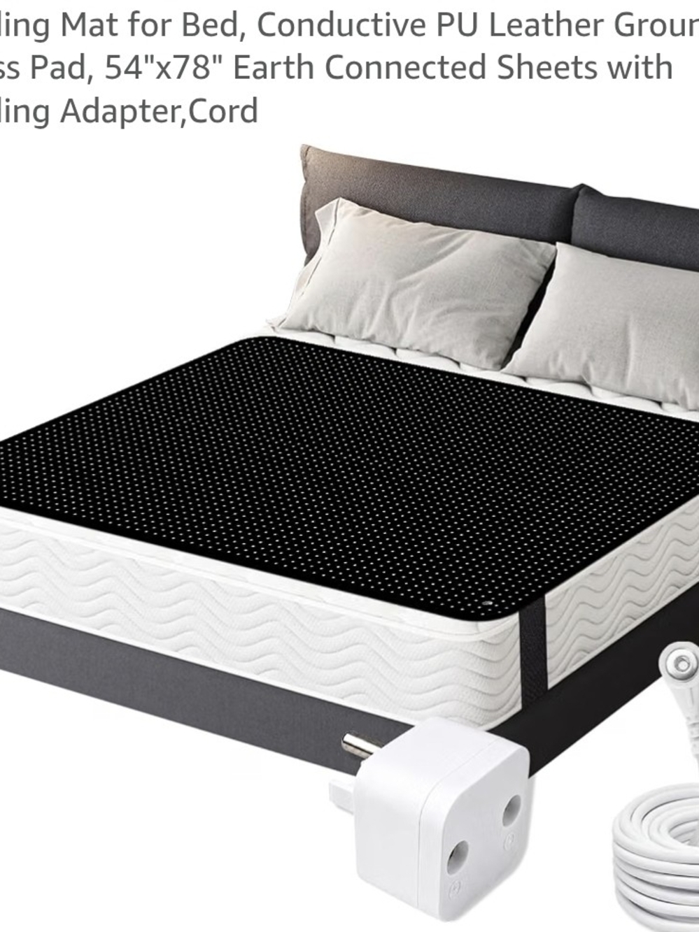 Grounding Bed Mat - Black Conductive PU Leather Grounding Pad